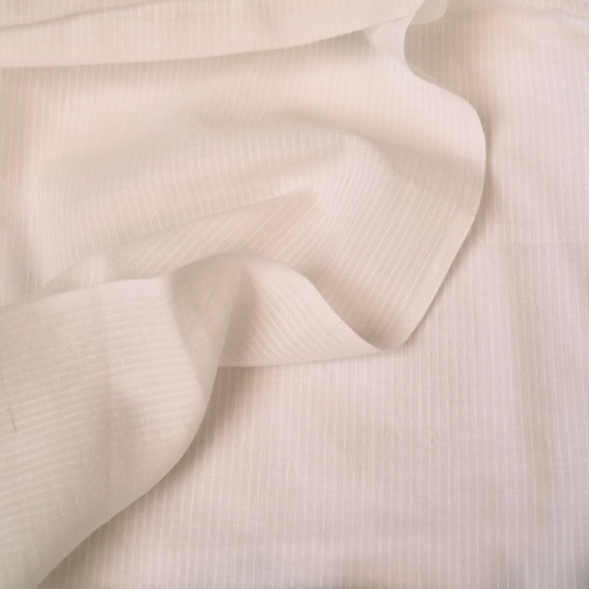 fine white khadi striped cotton fabric