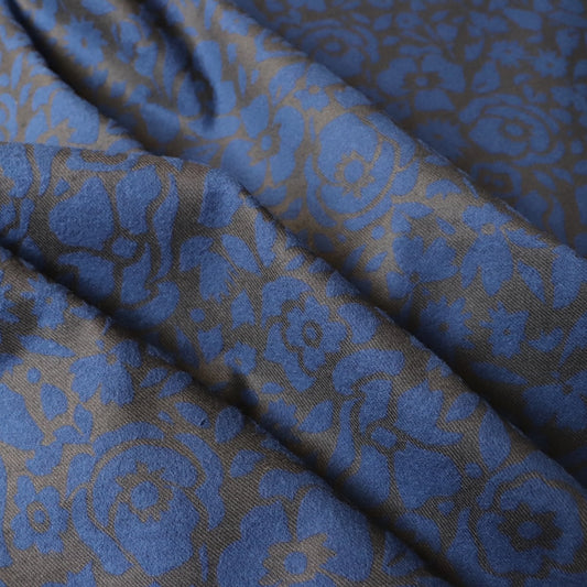 brushed cotton floral print fabric made in Japan blue flannel