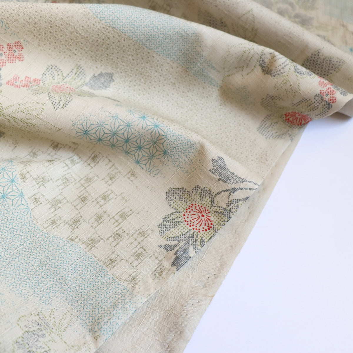 Stencilled Floral Cotton Dobby — Oyster