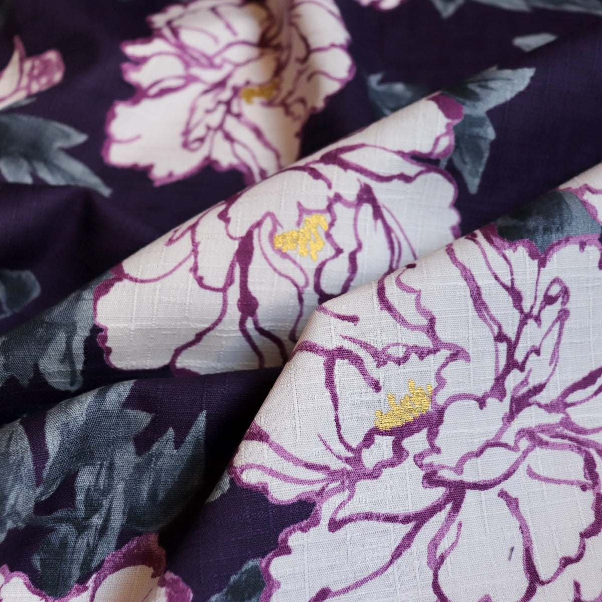 Peonies Cotton Dobby — Deep Purple