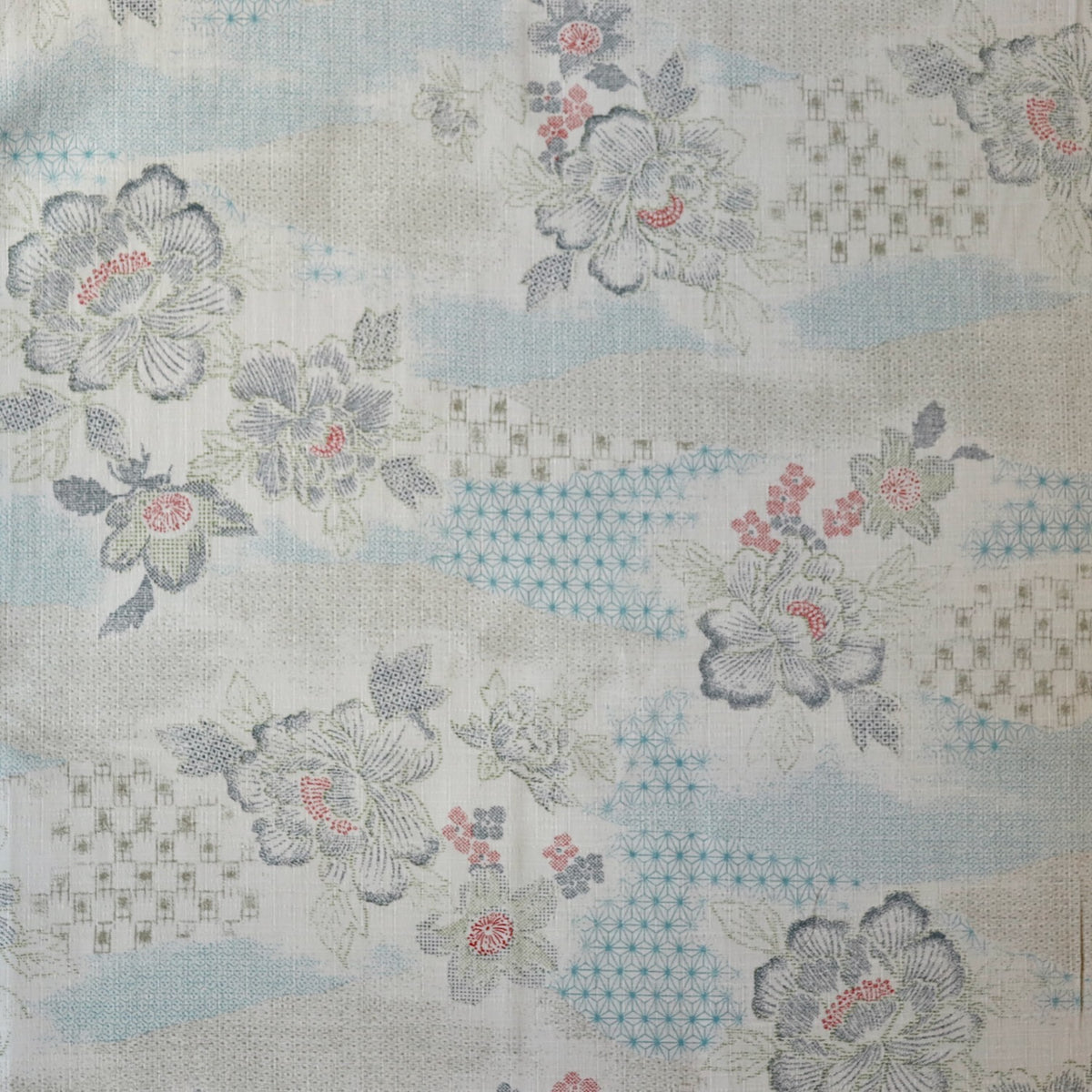 Stencilled Floral Cotton Dobby — Oyster