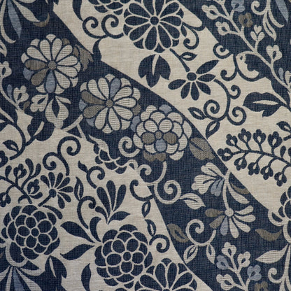 Japanese floral cotton double weave fabric navy and natural color