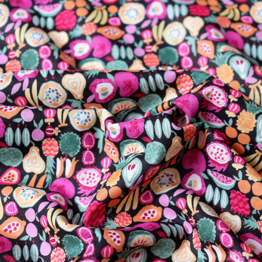 Five a Day Japanese Cotton Lawn — Black