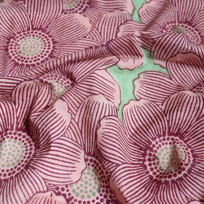 giant floral design hand block printed cotton fabric for sewing quilts and dresses