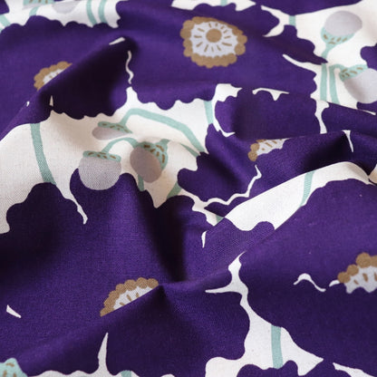 Purple Poppies Cotton Linen Canvas
