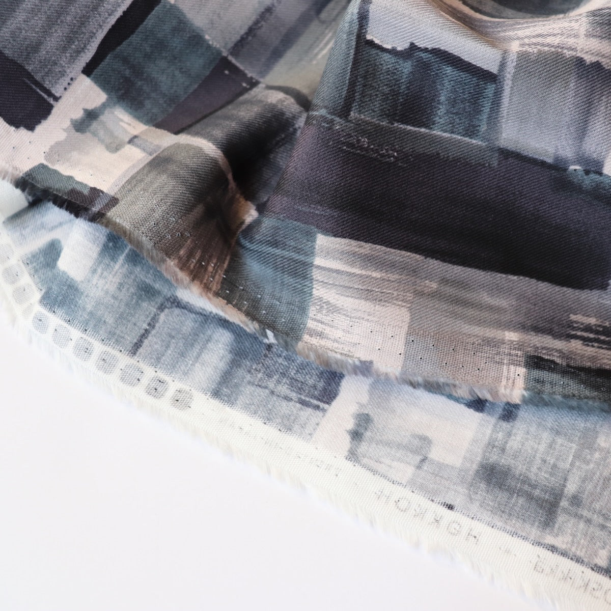 hokkoh watercolor streak print cotton twill fabric grey and black fabric