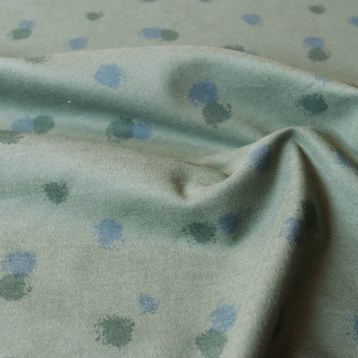 green spots printed cotton flannel fabric made in Japan