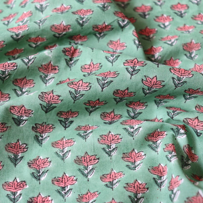 Coral Floret Block Print Cotton