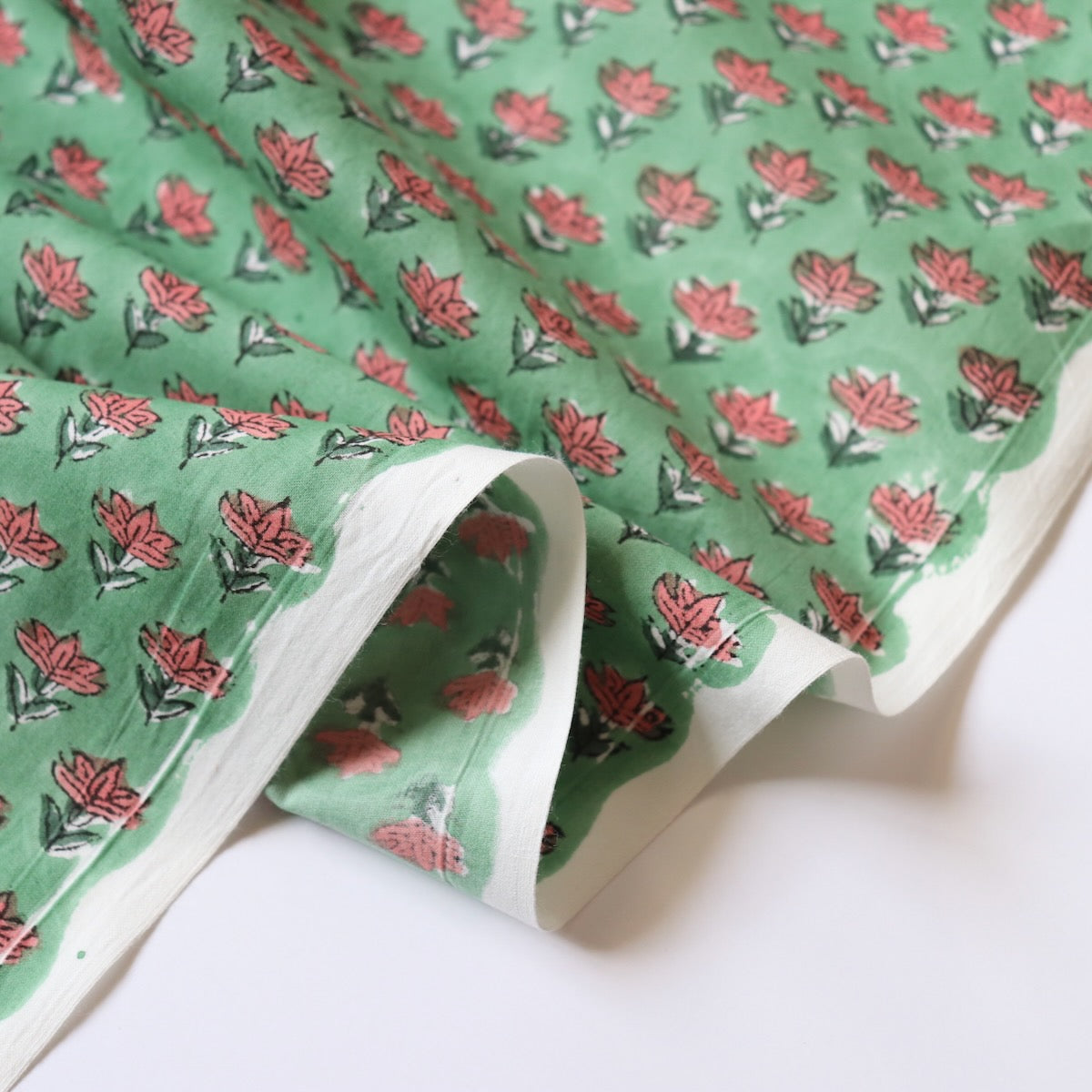 Coral Floret Block Print Cotton