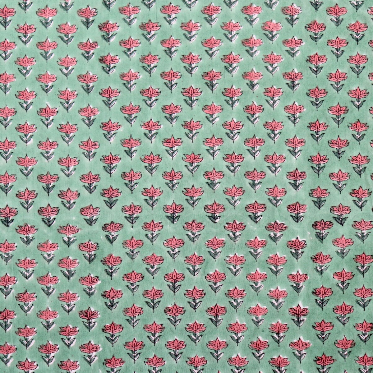 Coral Floret Block Print Cotton