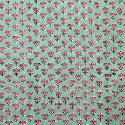 Coral Floret Block Print Cotton