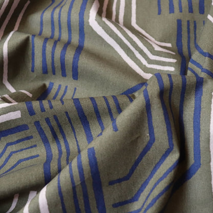Bent Lines Brushed Cotton — Olive