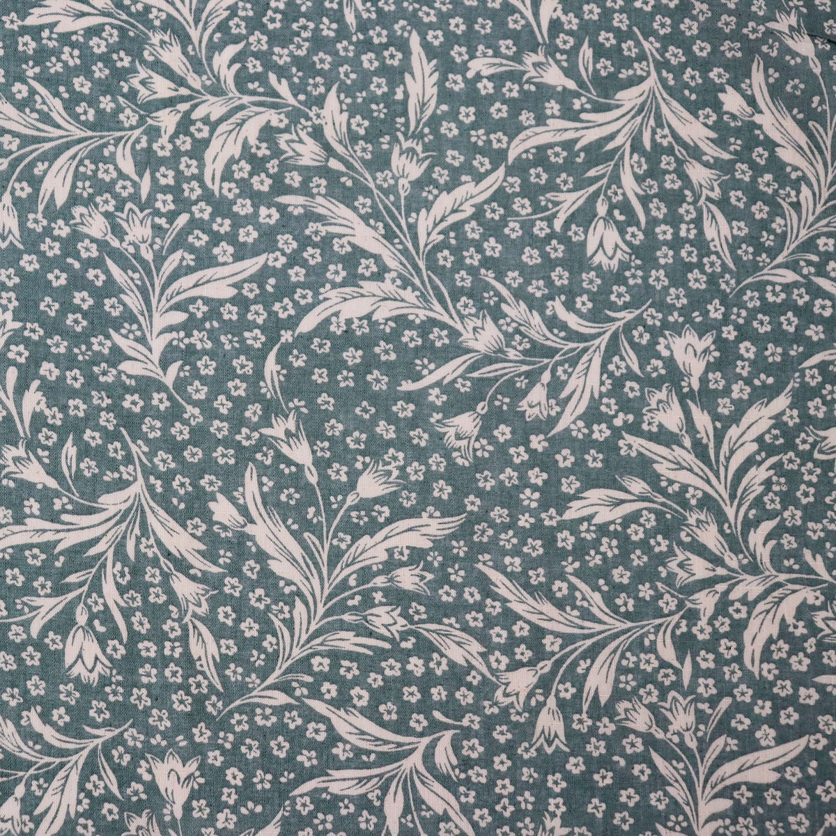 Swatch — Woodcut Floral Linen Cotton Dobby — Herb