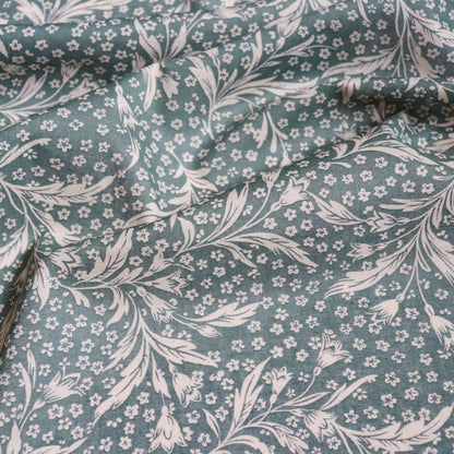 Woodcut Floral Linen Cotton Dobby — Herb