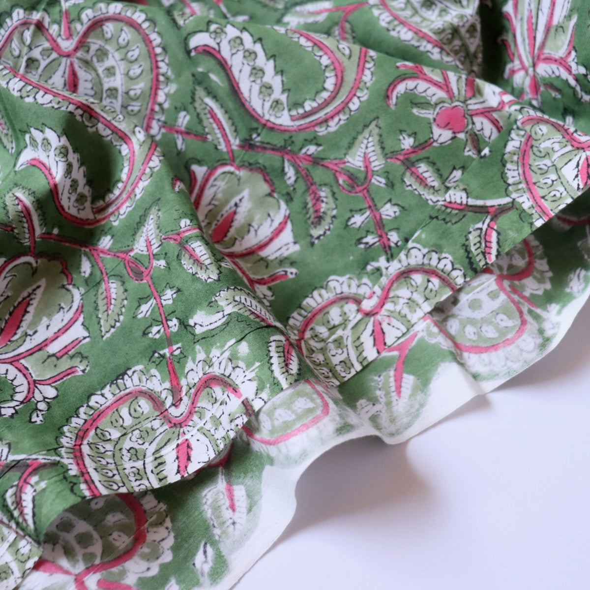 Swatch — Tulip & Paisley Block Print Cotton