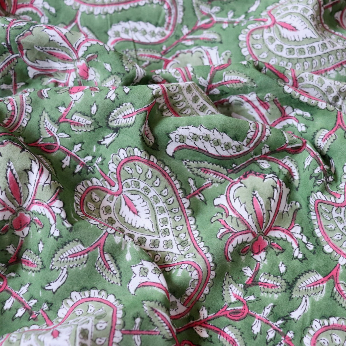 Swatch — Tulip & Paisley Block Print Cotton