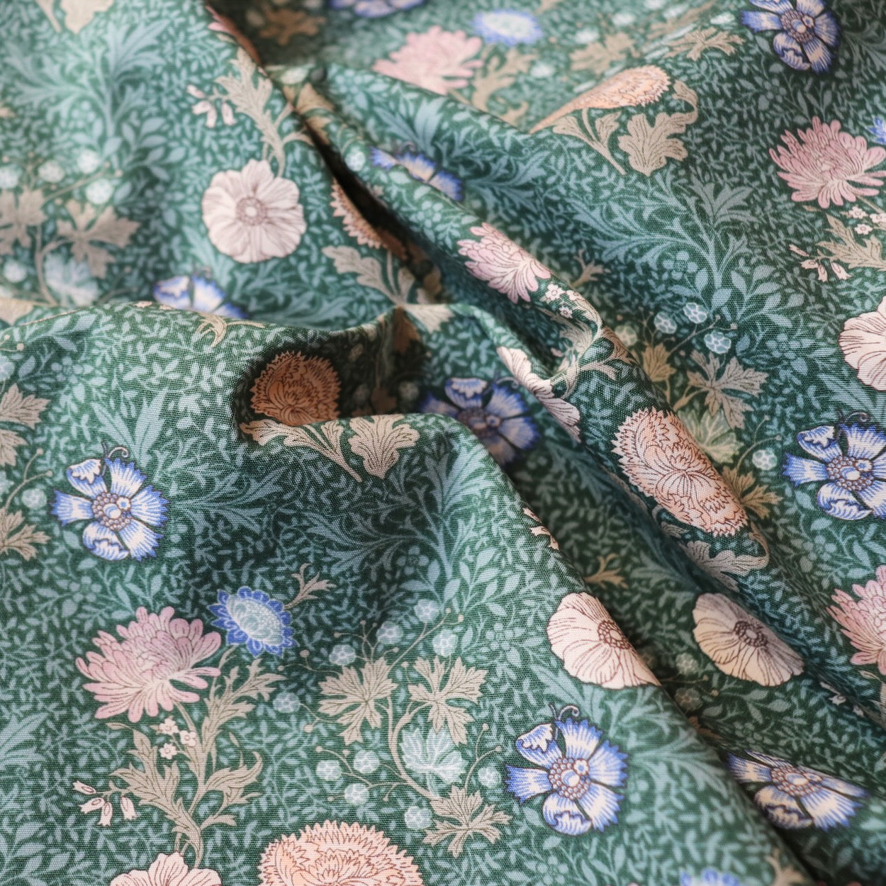 Swatch — Morrisian Floral Japanese Cotton — Ivy Green