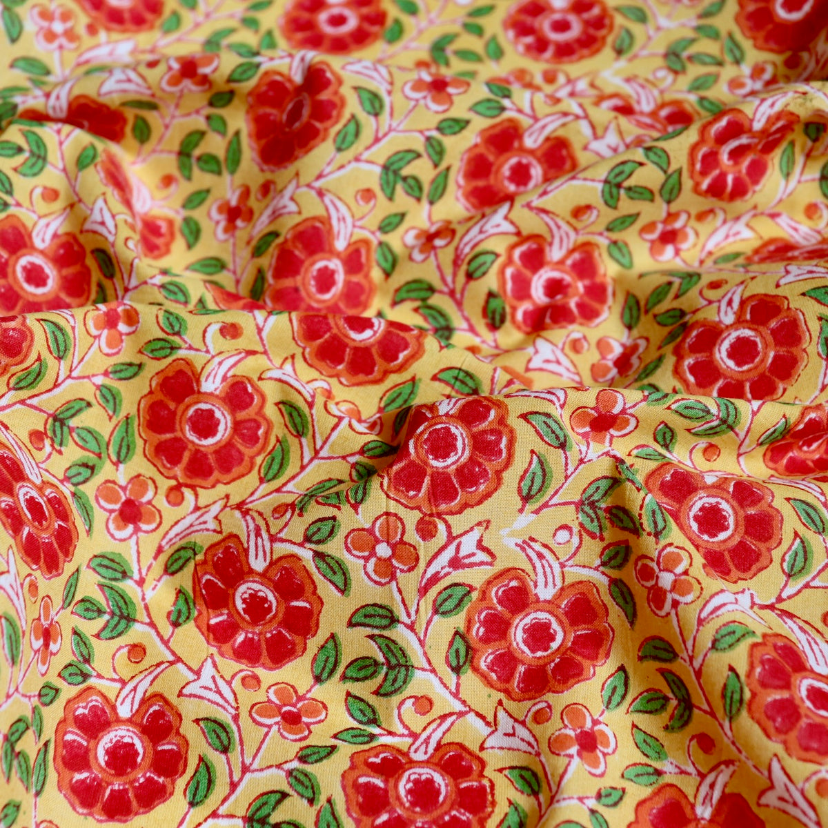 Swatch — Sunshine Floral Block Print Cotton