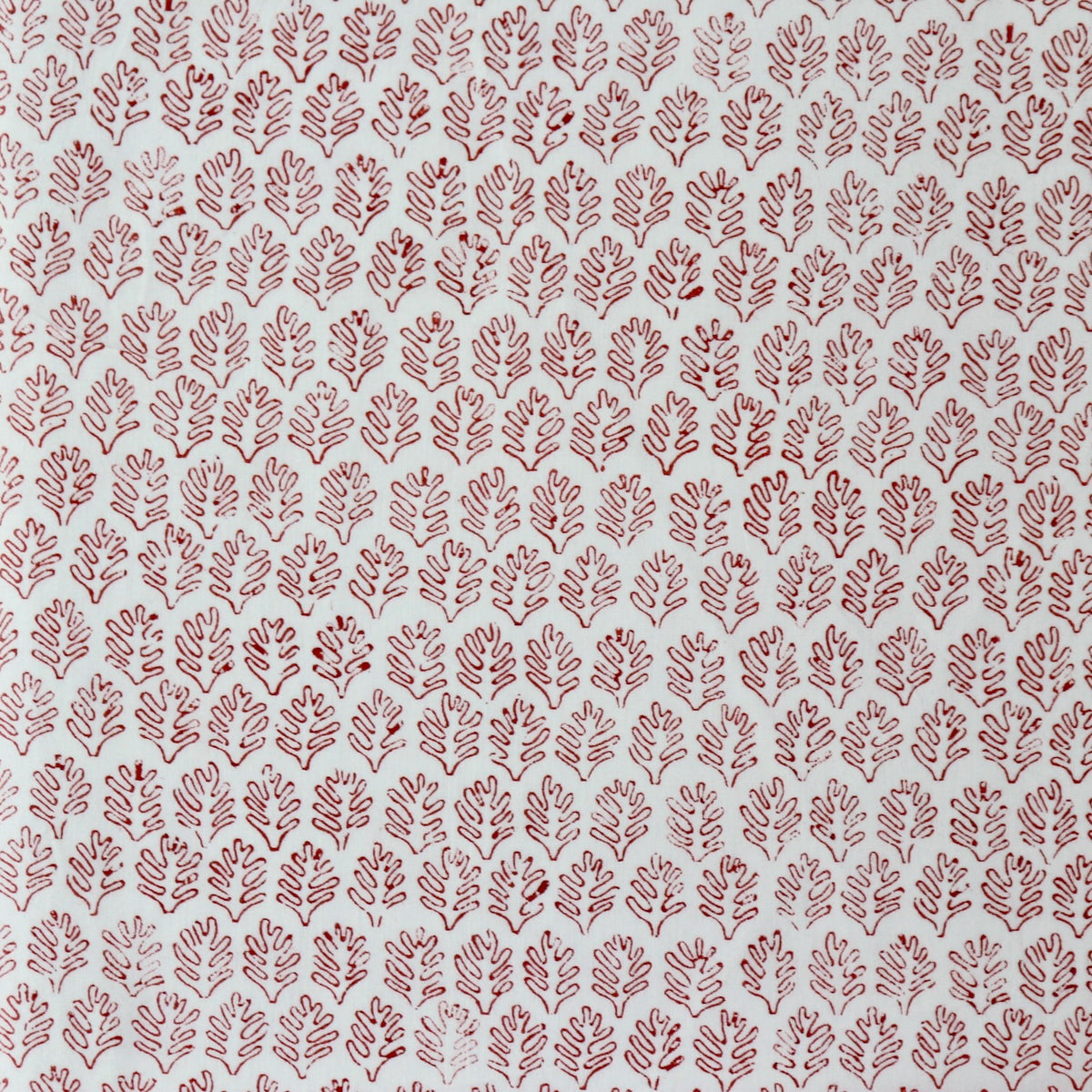 Swatch — Tiny Fronds Block Print Cotton — Rusty Red