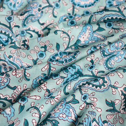 Turquoise Paisley Block Print Cotton