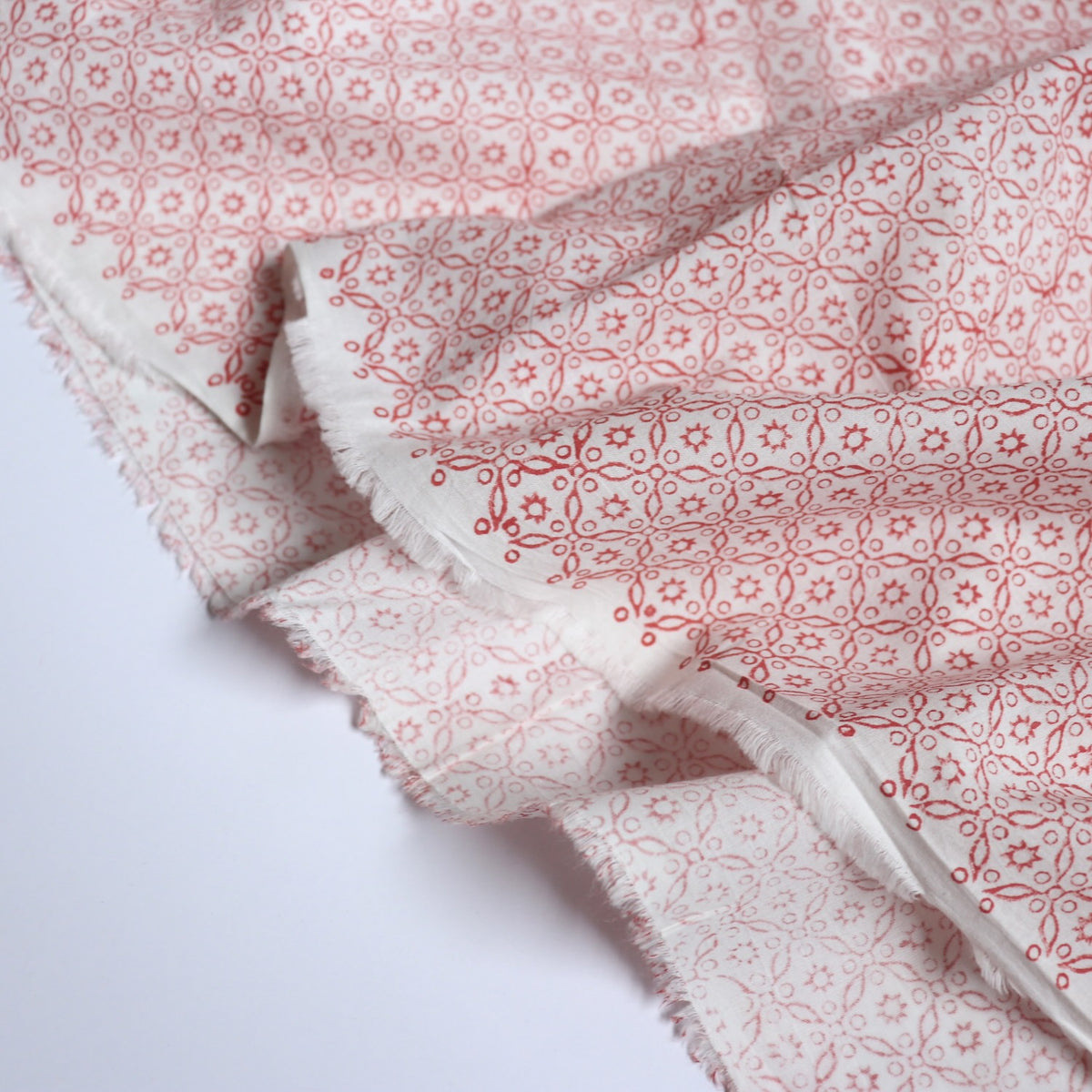 Red Lace Block Print Cotton