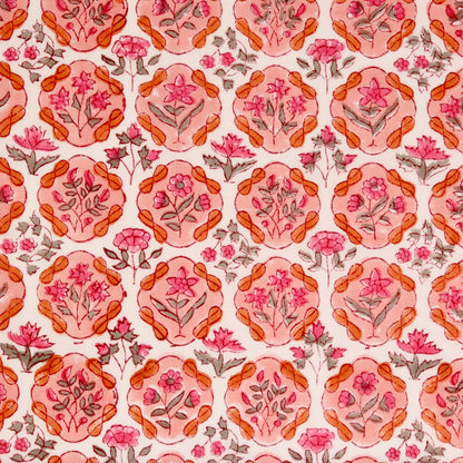 Rose Rondel Block Print Cotton
