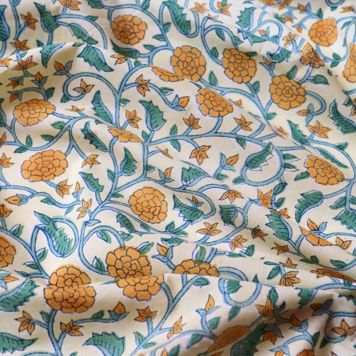 Marigold Field Block Print Cotton
