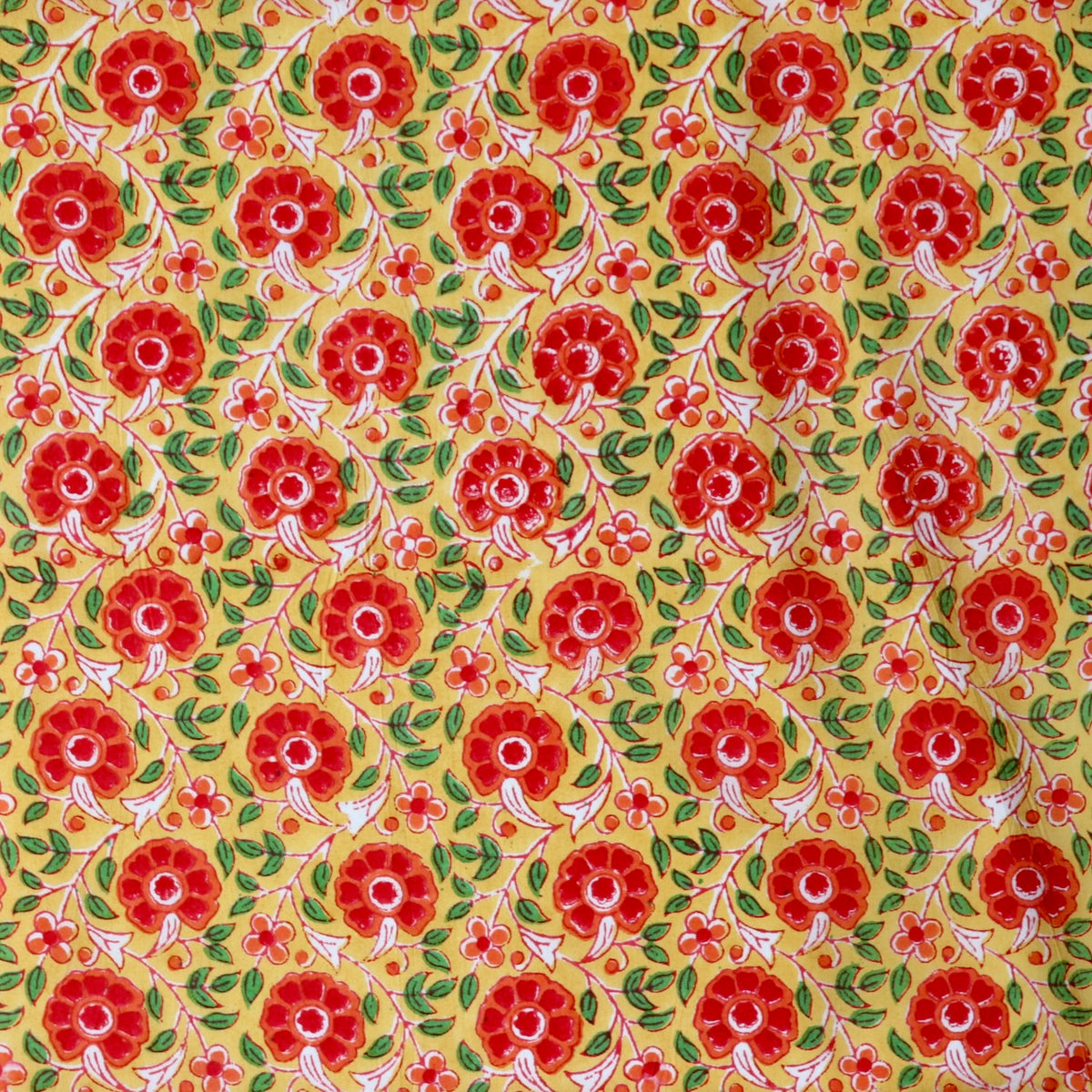Swatch — Sunshine Floral Block Print Cotton