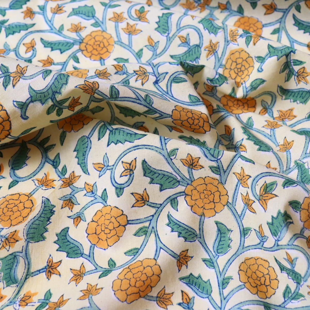 Marigold Field Block Print Cotton