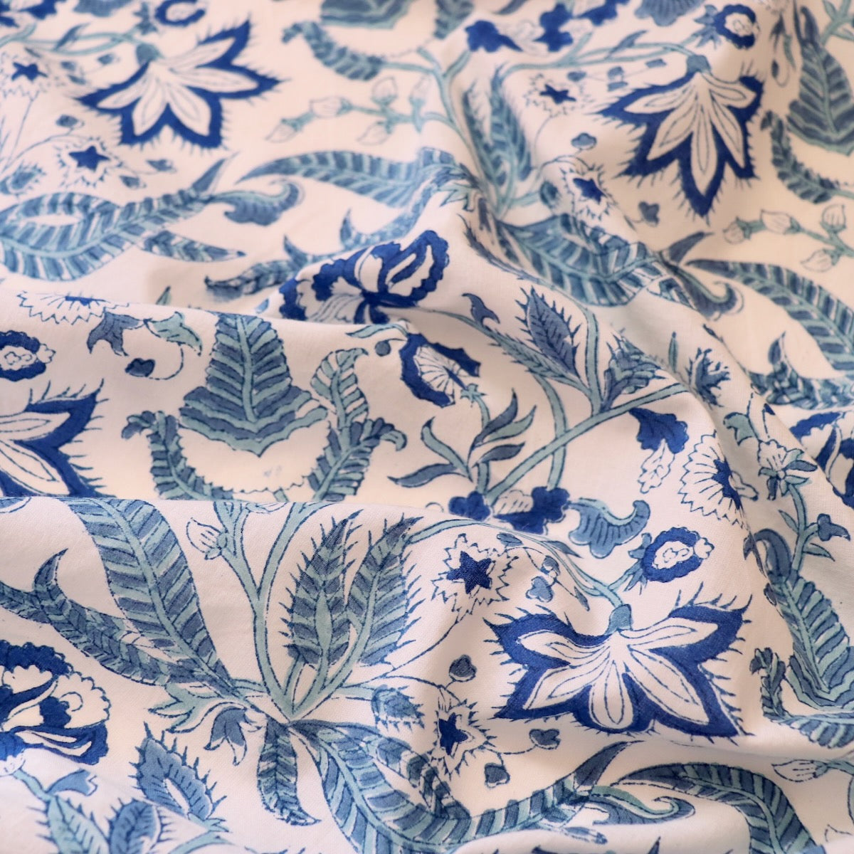 Print cotton fabric soft cotton fabric blue newest floral Hand block print fabric sewing theme fabric modern floral fabric