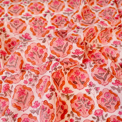 Rose Rondel Block Print Cotton