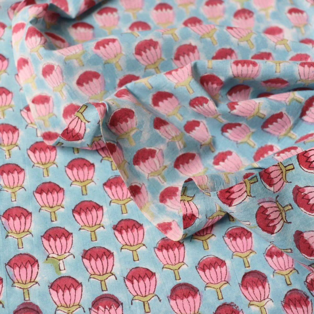 Swatch — Lotus Bud Block Print Cotton
