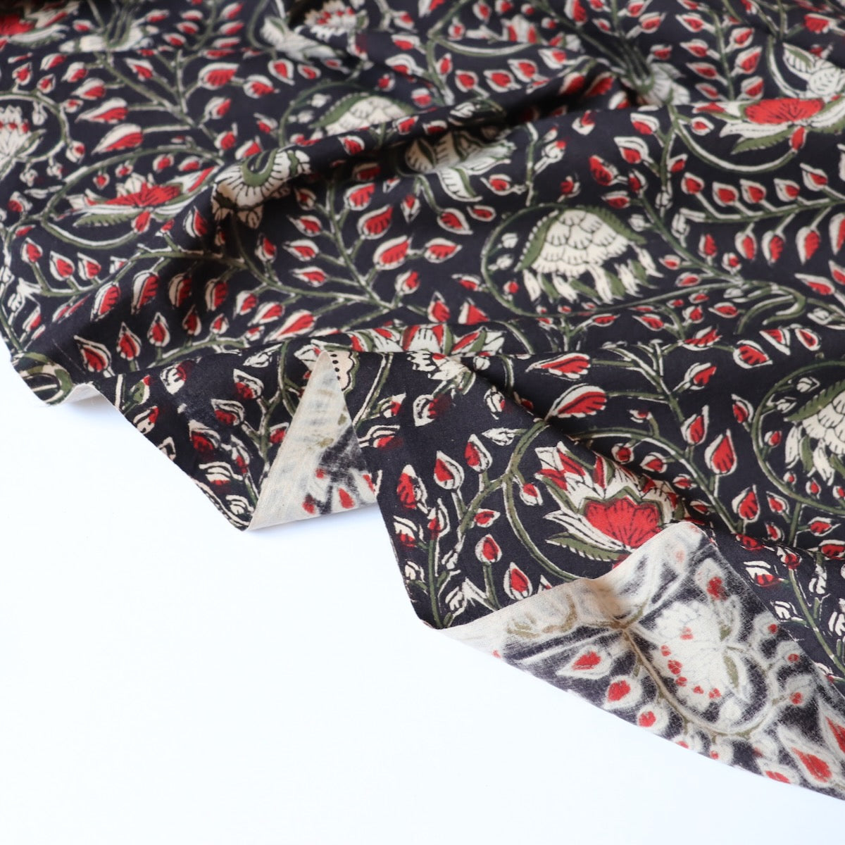 Ebony Vines Block Print Cotton