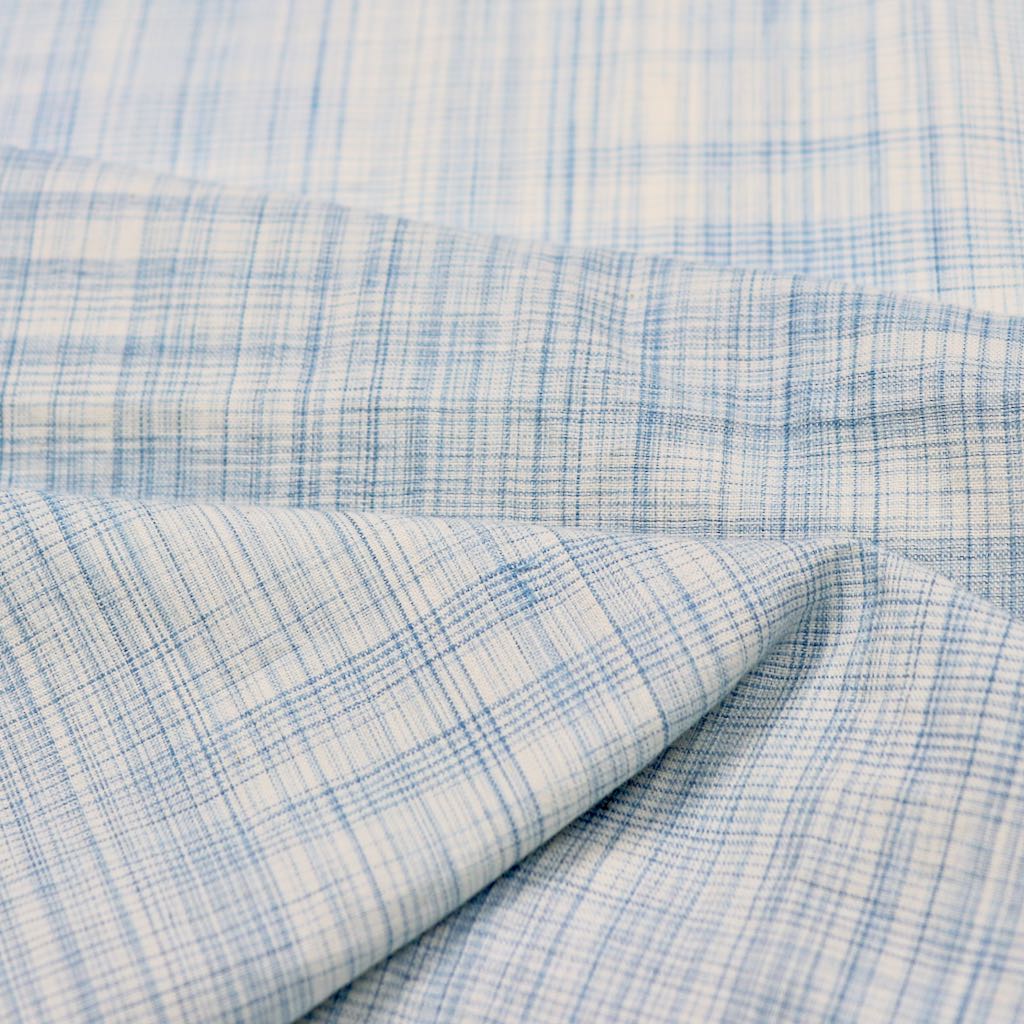 sky blue checks natural cotton sewing fabric