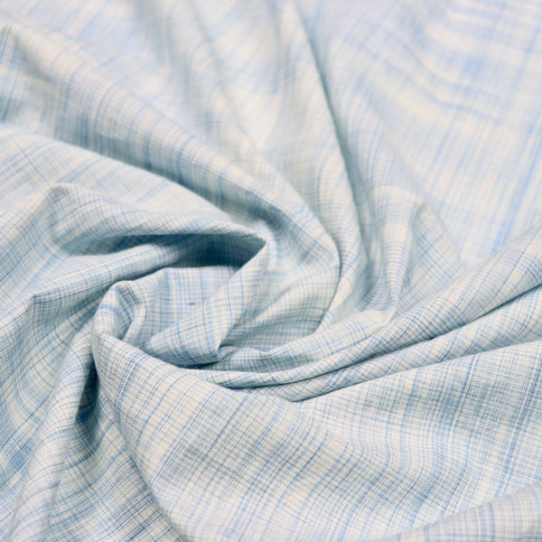 sky blue checks natural cotton sewing fabric