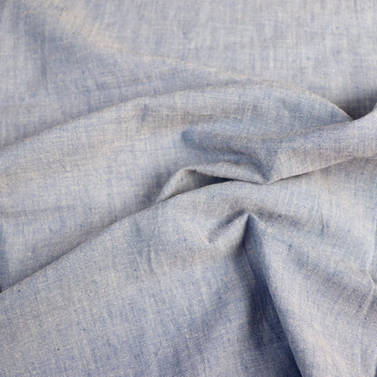 blue cotton chambray fabric handwoven shirting with red selvages