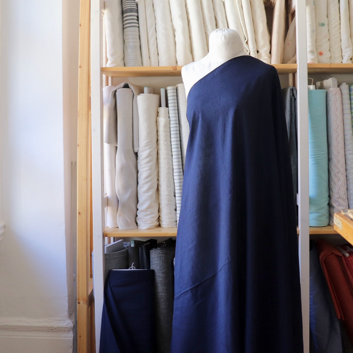 Swatch — Midnight Blue Featherweight Handloom Cotton Check