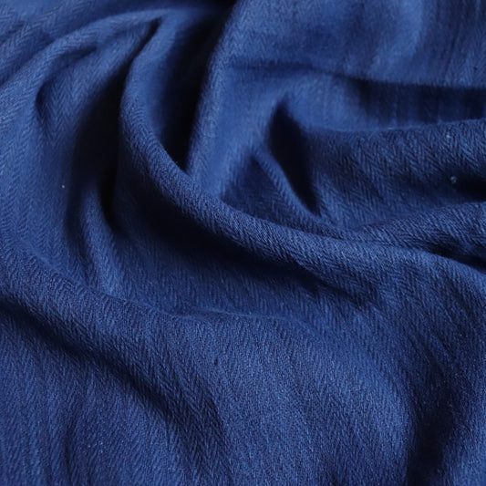denim style cotton fabric natural indigo dyed handwoven herringbone sewing material