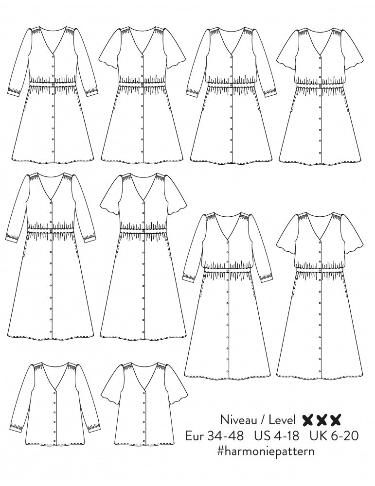 harmonie blouse or dress sewing pattern by atelier scammit