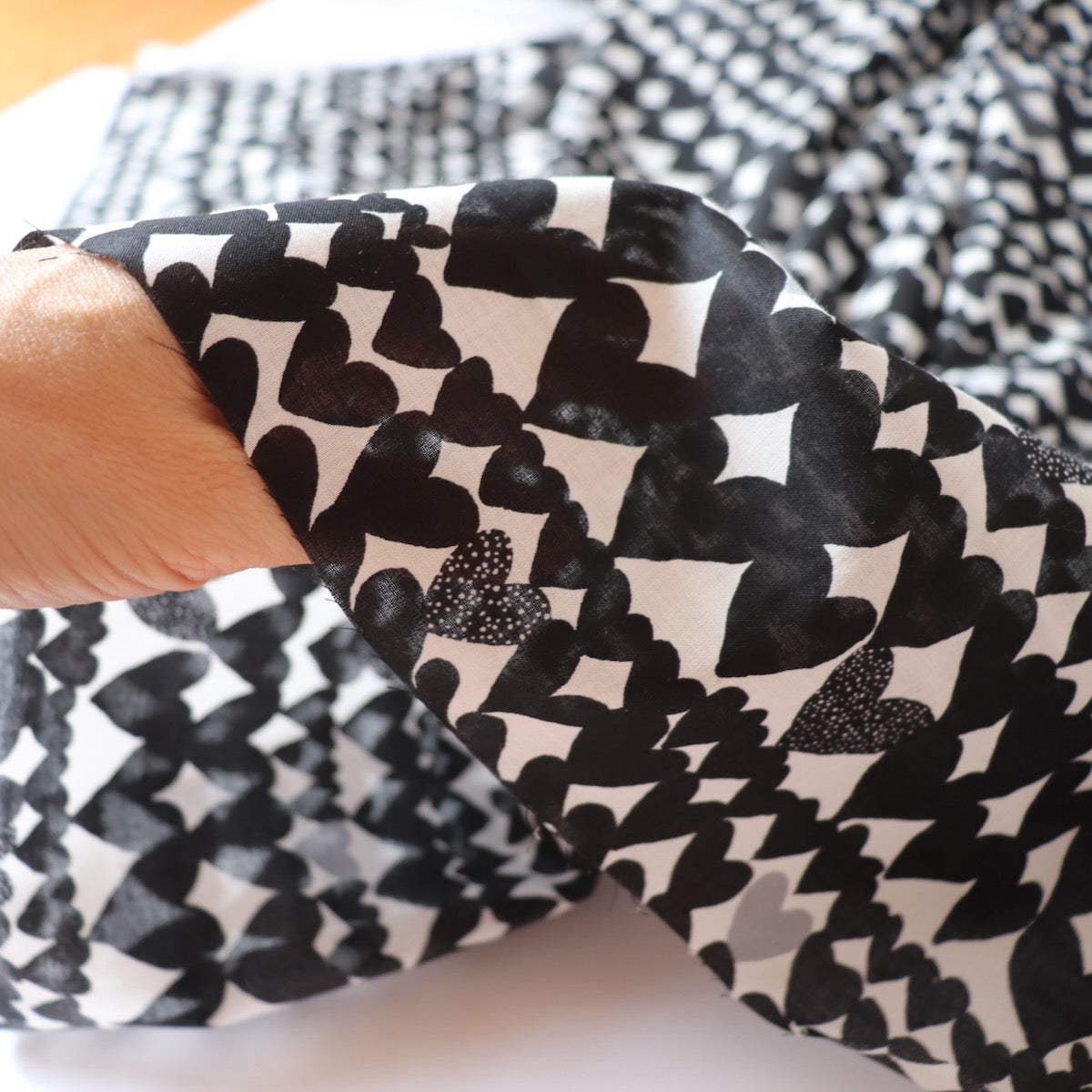 Black Hearts Japanese Cotton Lawn