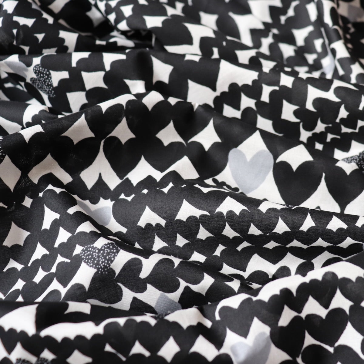 Black Hearts Japanese Cotton Lawn