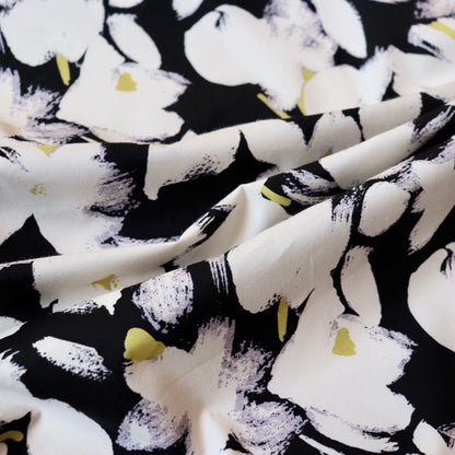 Brushstroke Floral Cotton — Black