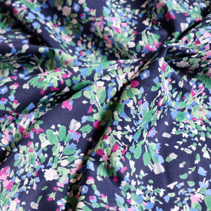 cotton lawn fabric by Hokkoh Japan navy blue floral print