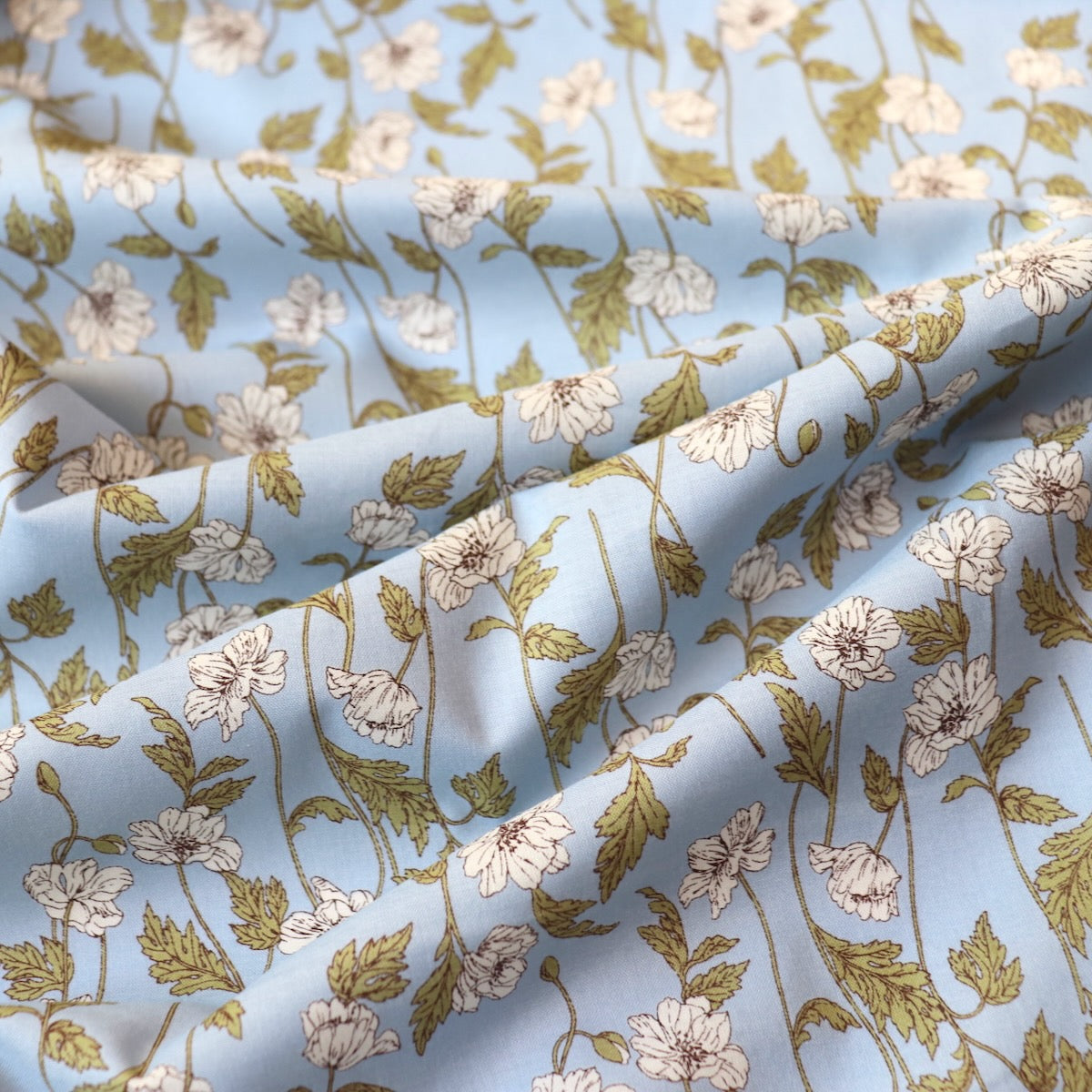 Hokkoh Poppies Cotton Lawn — Blue