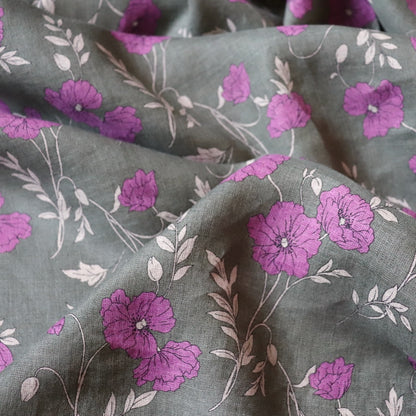 Hokkoh Poppies Linen — Purple & Olive