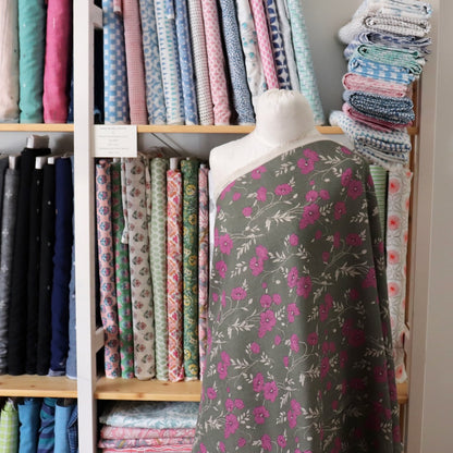 Hokkoh Poppies Linen — Purple & Olive