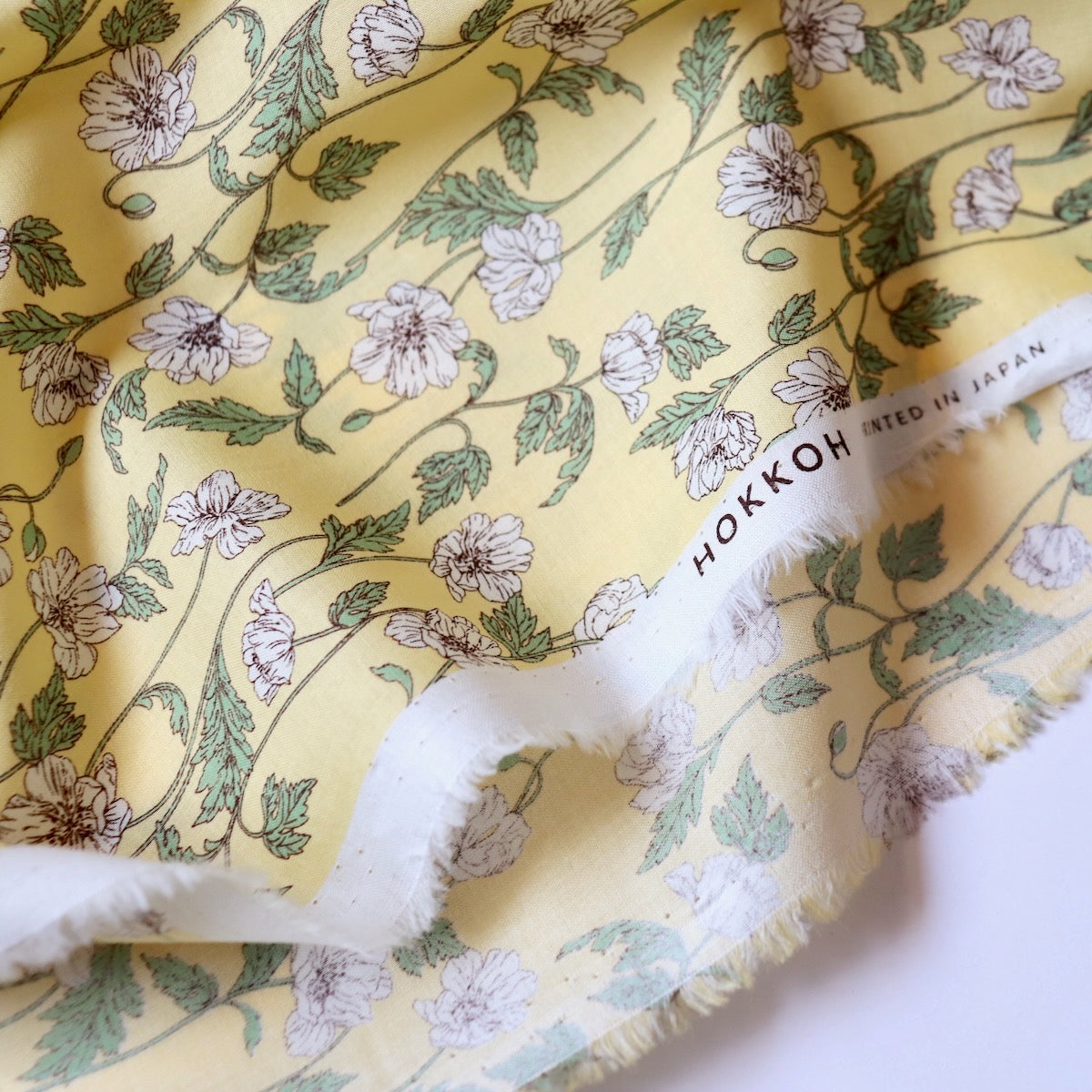 Hokkoh Poppies Cotton Lawn — Butter Yellow
