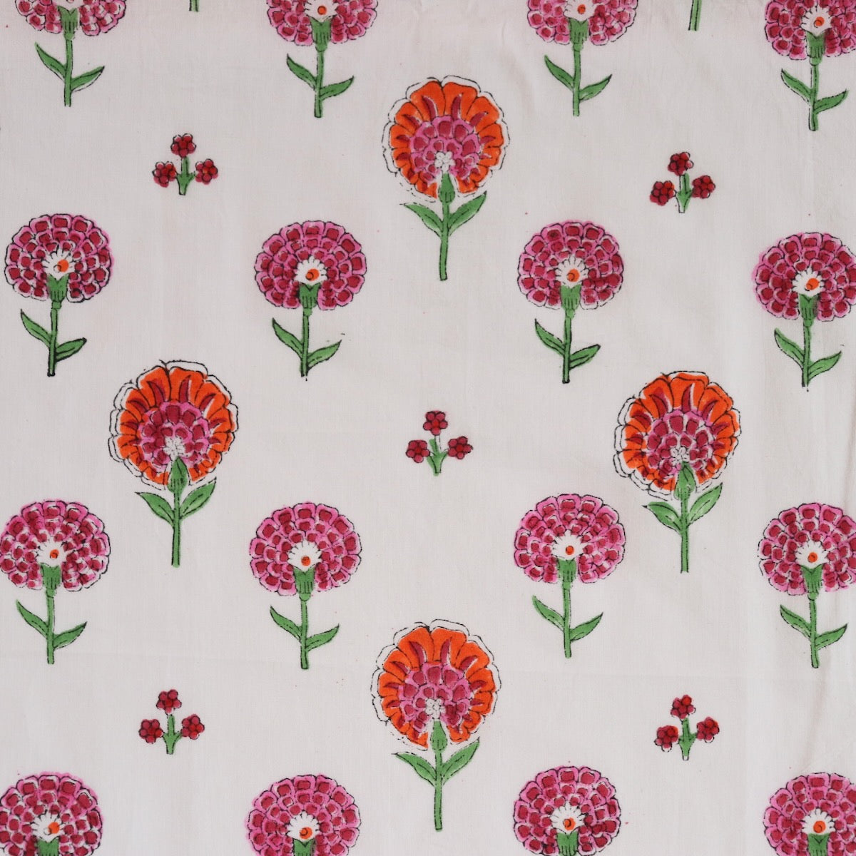 marigold print indian cotton fabric by the yard