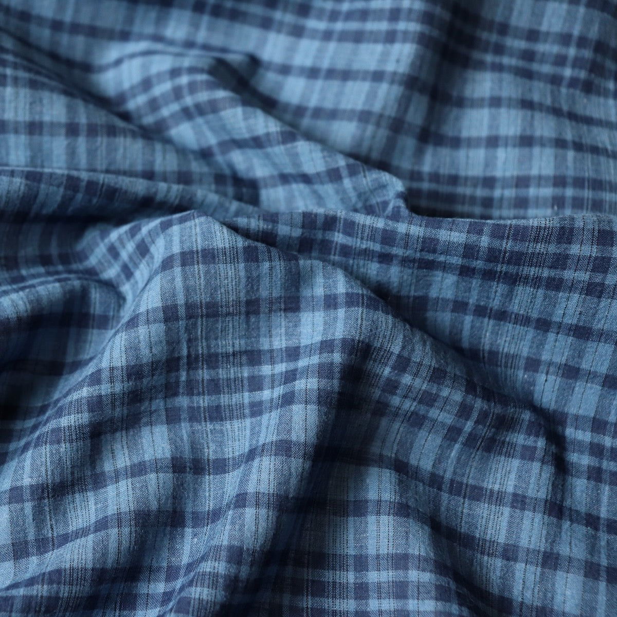 Fine Indigo Check Handloom Cotton