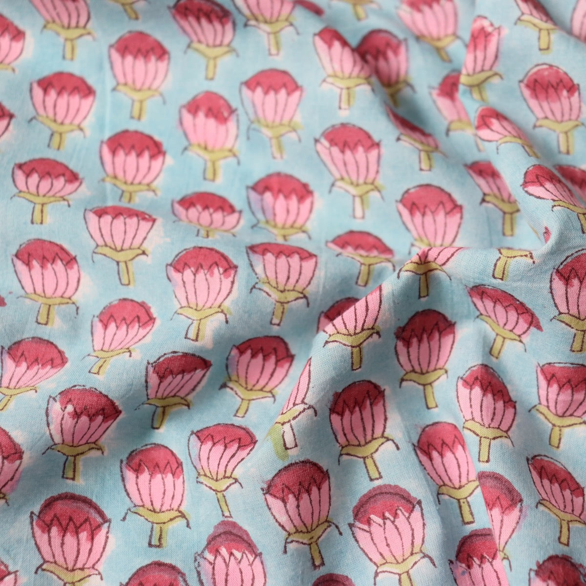 Swatch — Lotus Bud Block Print Cotton